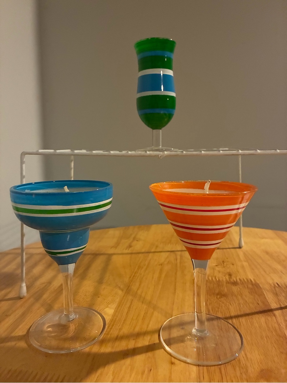 Three Long Stem Wine Designed Candles